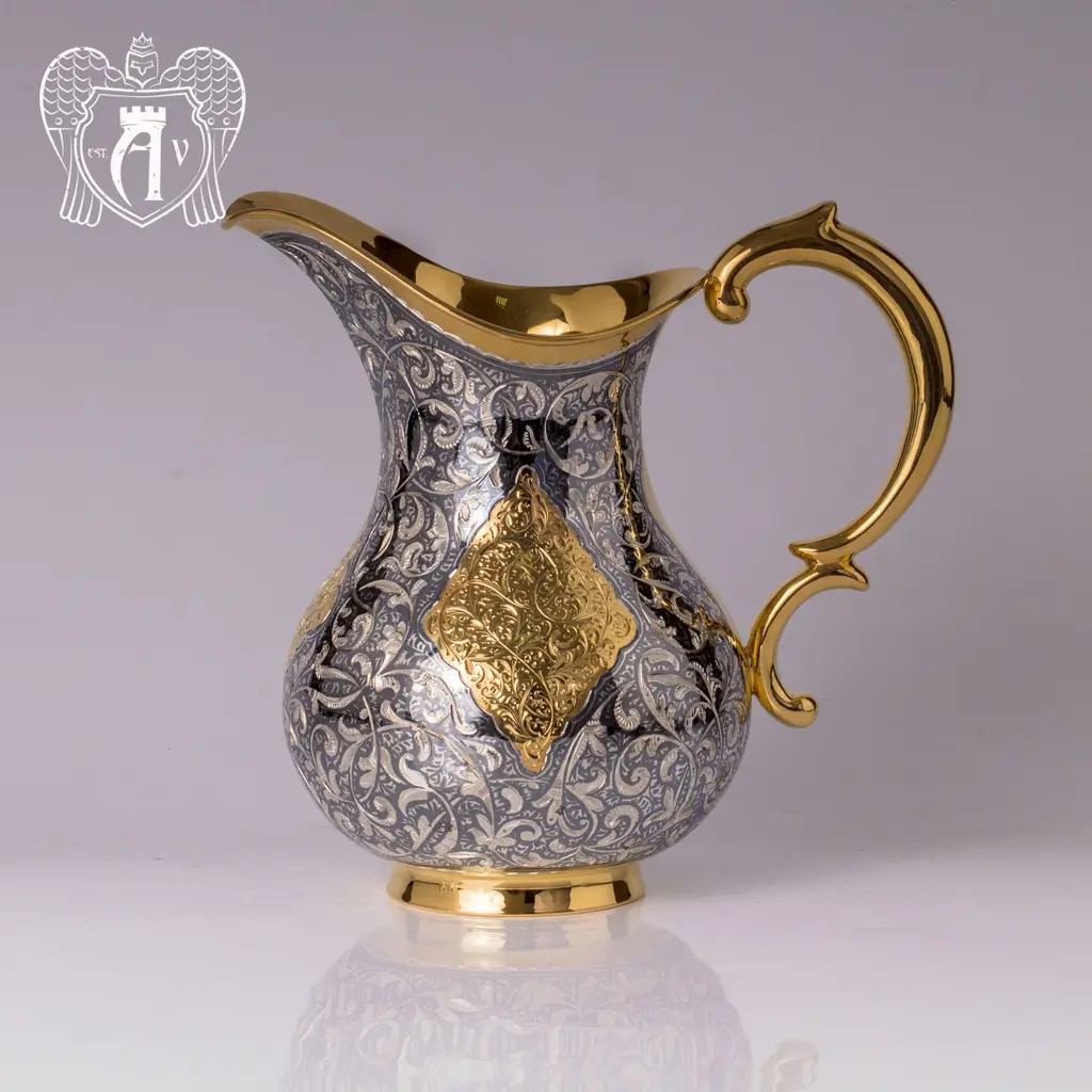 Кувшин серебряный без крышки «Тадж Махал с золочением» - фото 4