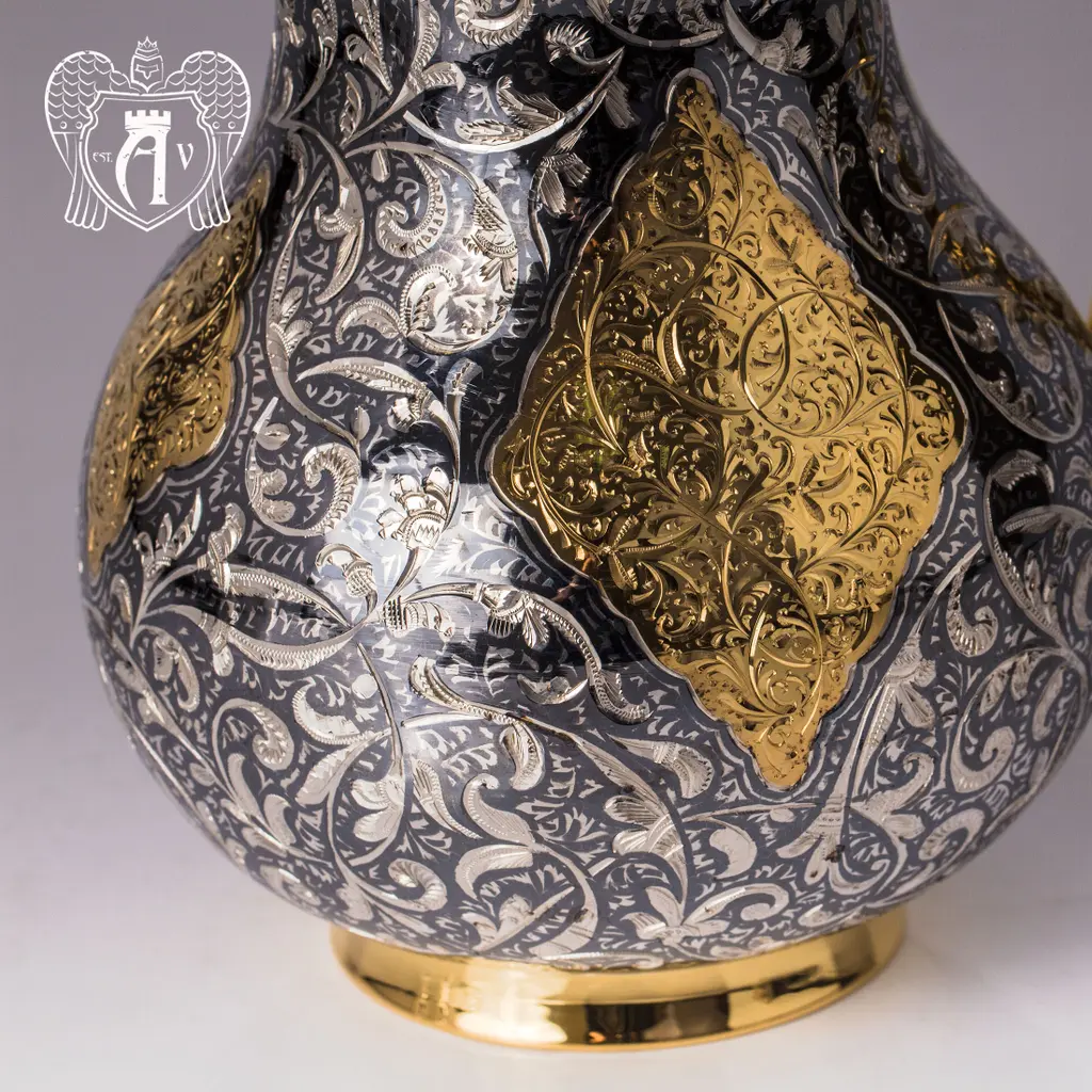 Кувшин и два стакана из серебра «Тадж Махал»с золочением - фото 5