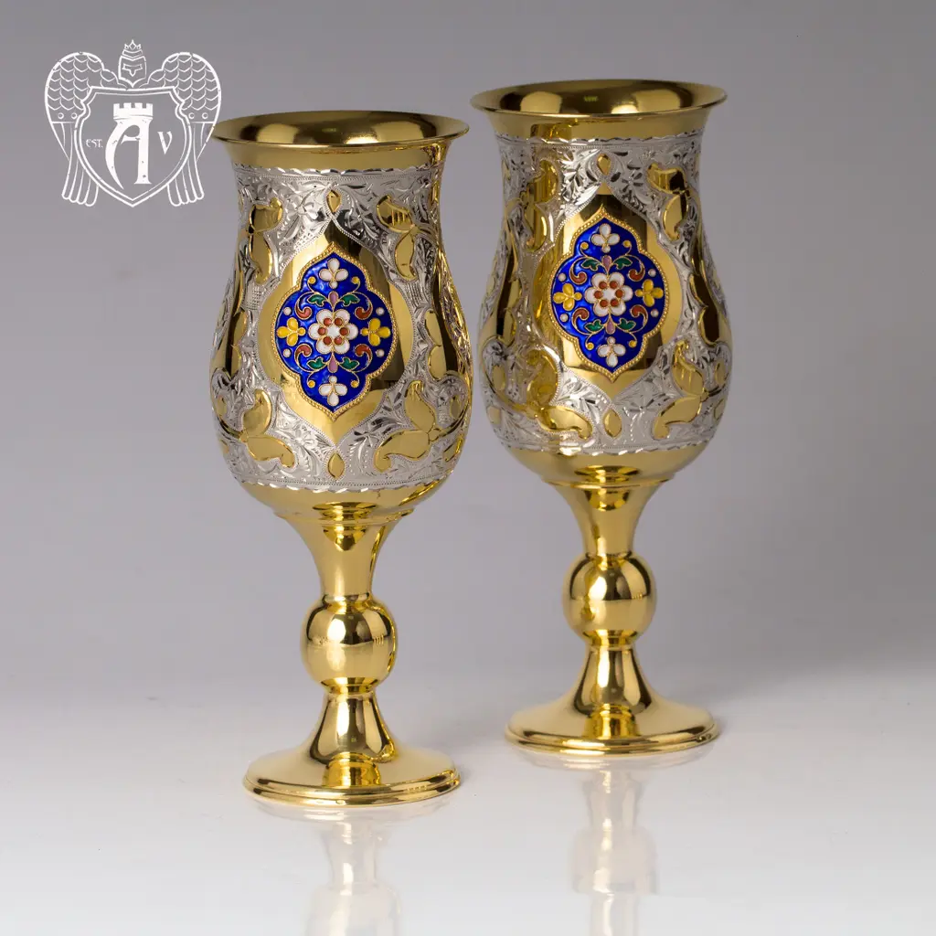 Бокалы серебряные «Вилари» с золочением и эмалью - фото 2