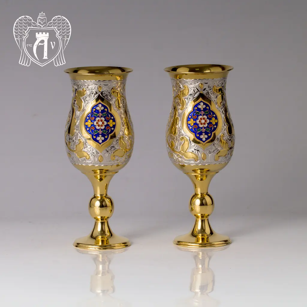 Бокалы серебряные «Вилари» с золочением и эмалью - фото 3