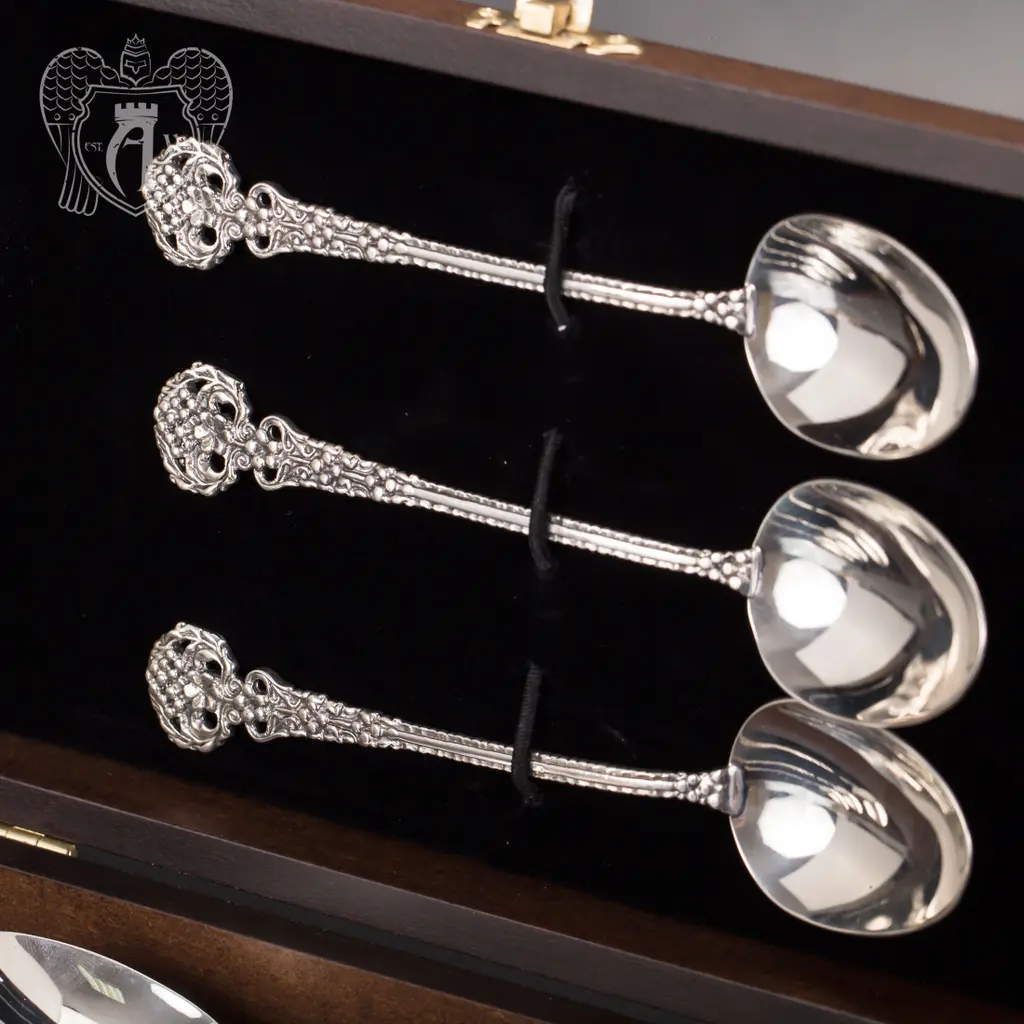 Набор десертных ложек из серебра на 6 персон «Винтаж» 6 предметов - фото 3