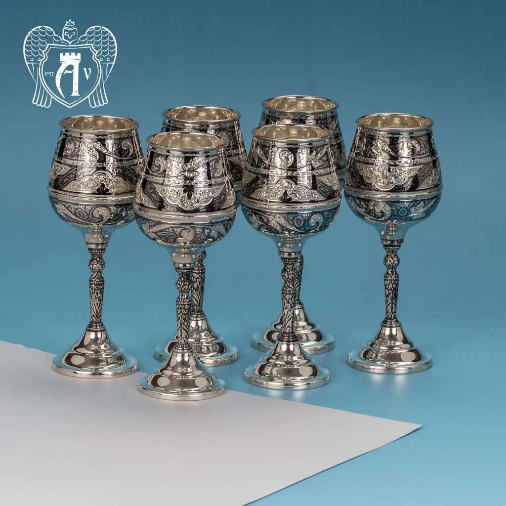 Серебряные фужеры «Король Артур» набор 6 шт - фото 2