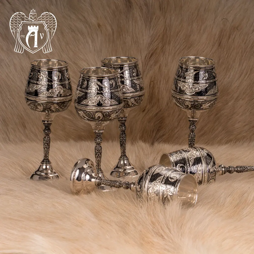 Серебряные фужеры «Король Артур» набор 6 шт - фото 3