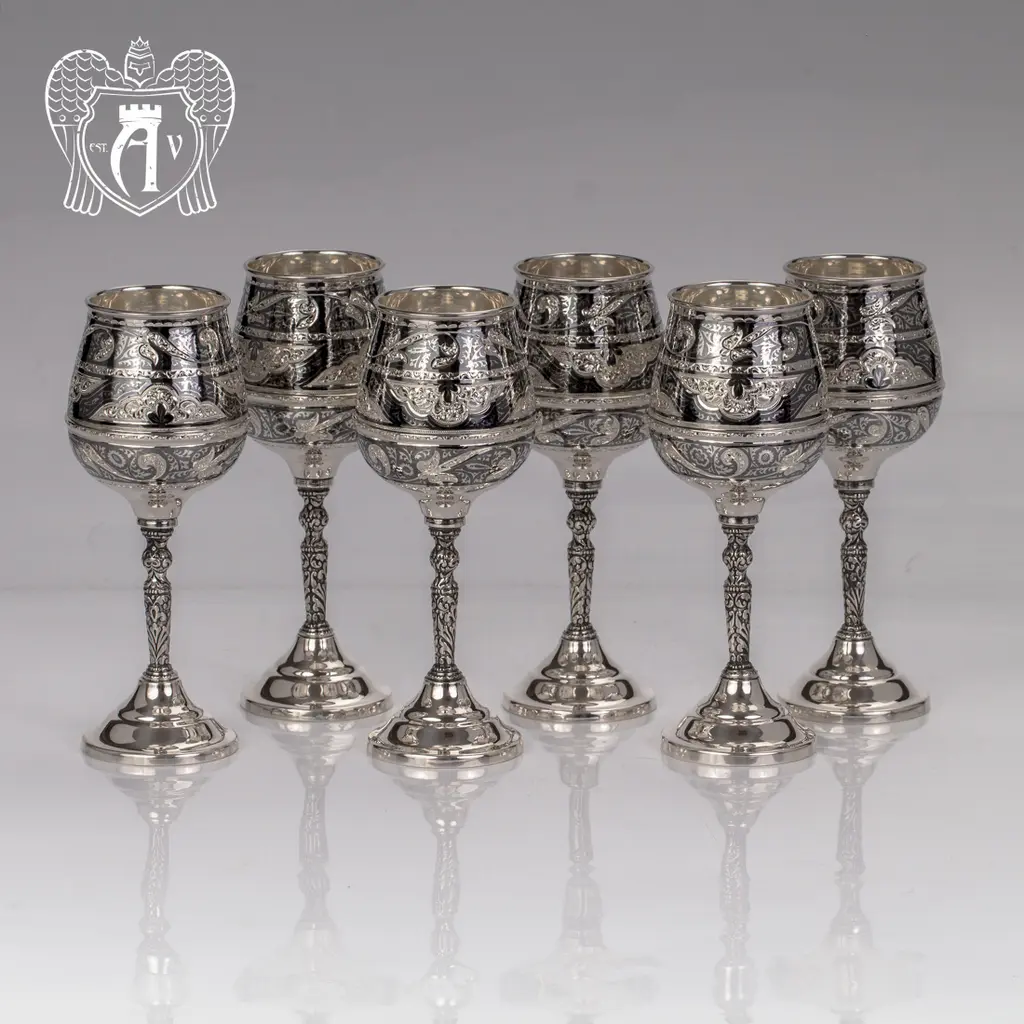 Серебряные фужеры «Король Артур» набор 6 шт - фото 6