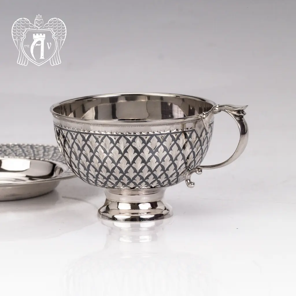Чашка с блюдцем из серебра «Княжеская» - фото 2