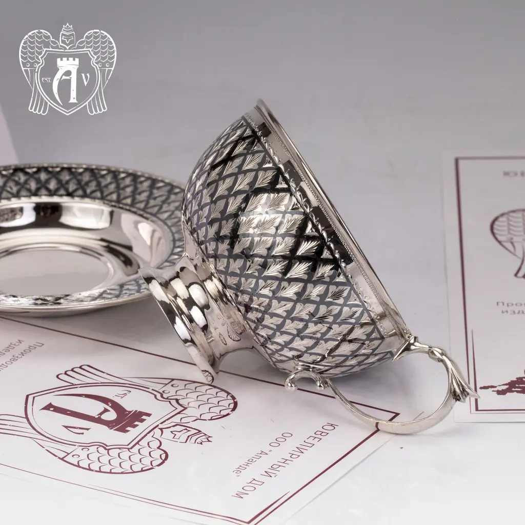 Чашка с блюдцем из серебра «Княжеская» - фото 4