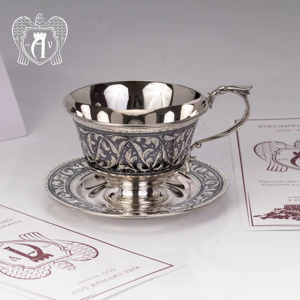 Чашка с блюдцем из серебра «Каприз» - фото 4