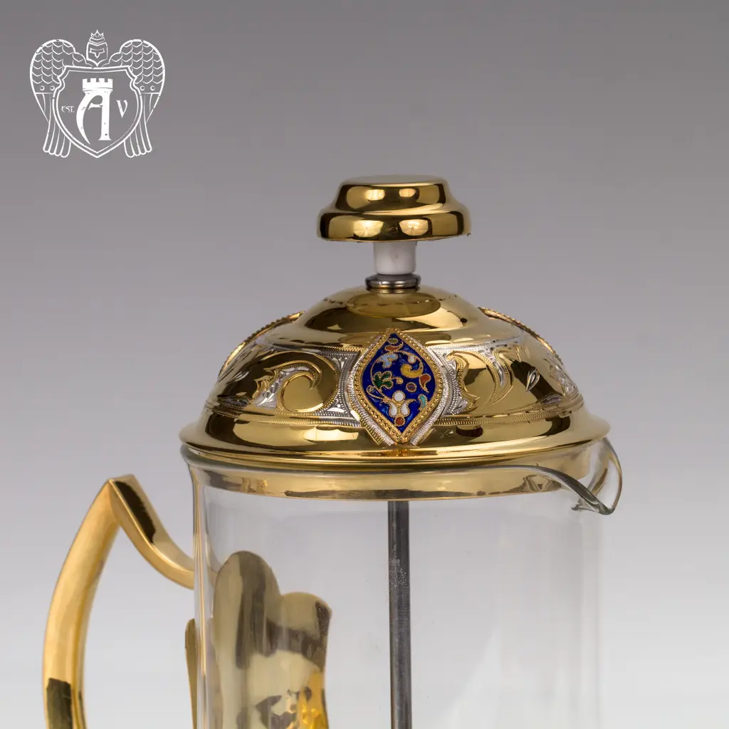 Френч-пресс из серебра с золочением и горячей эмалью «Султан» - фото 3