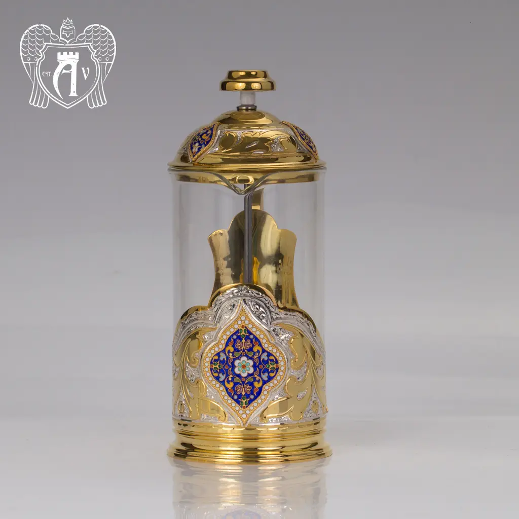 Френч-пресс из серебра с золочением и горячей эмалью «Султан» - фото 5