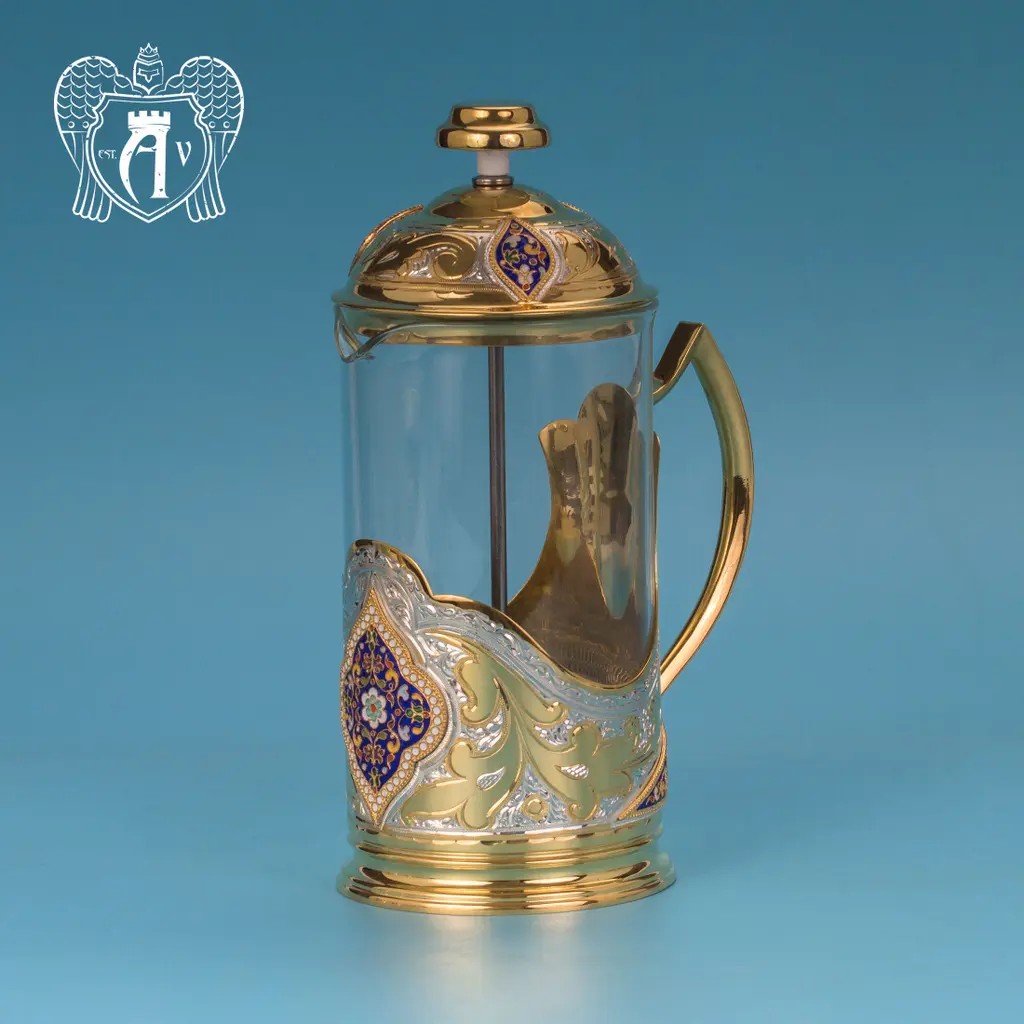 Френч-пресс из серебра с золочением и горячей эмалью «Султан» - фото 6