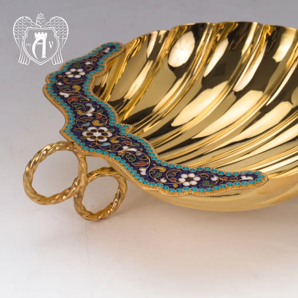 Серебряный сервиз чайный  с горячей эмалью  «Вальмонт» - фото 3