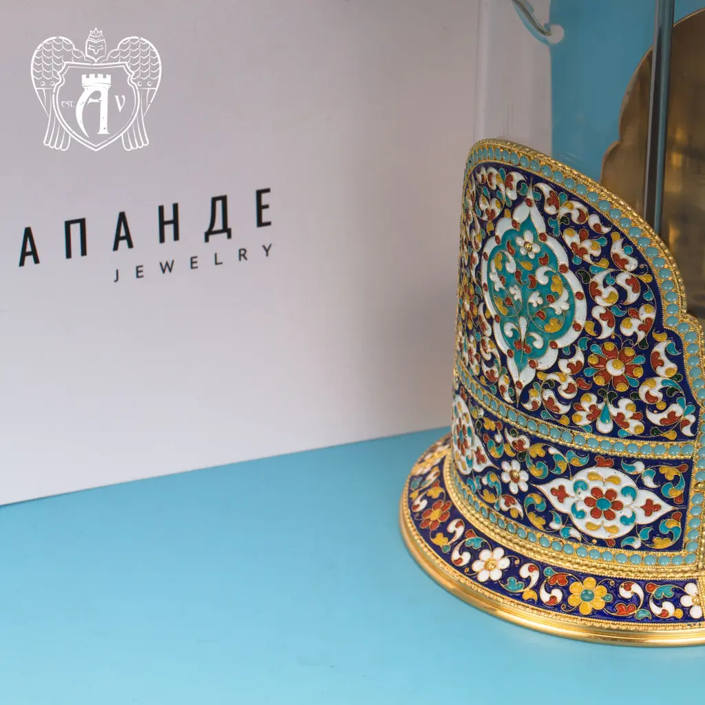 Френч-пресс из серебра с золочением и горячей эмалью «Сказка» - фото 4