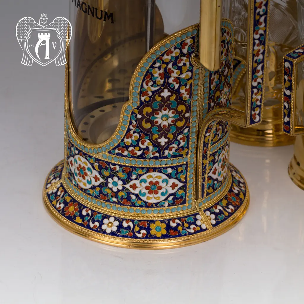 Френч-пресс из серебра с золочением и горячей эмалью «Сказка» - фото 5