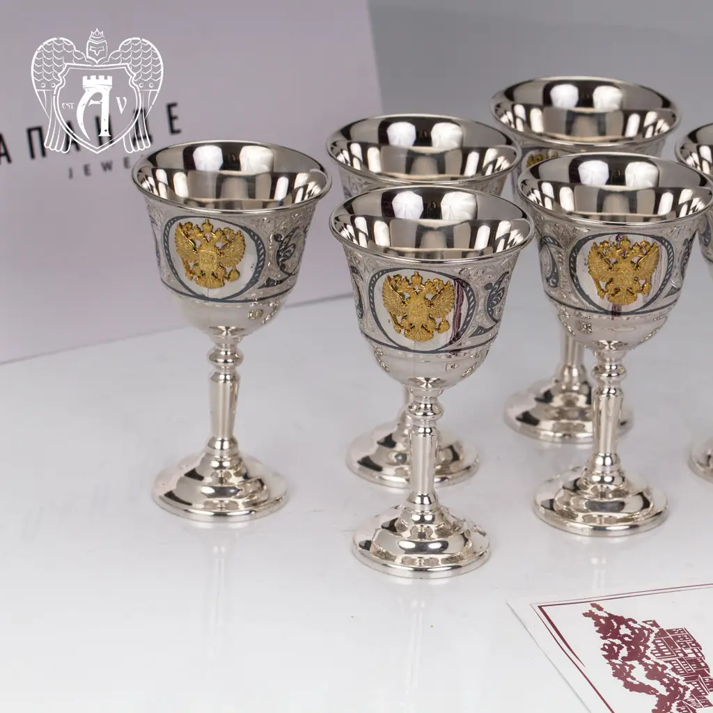 Набор рюмок из серебра с гербом  «Герб» - фото 4