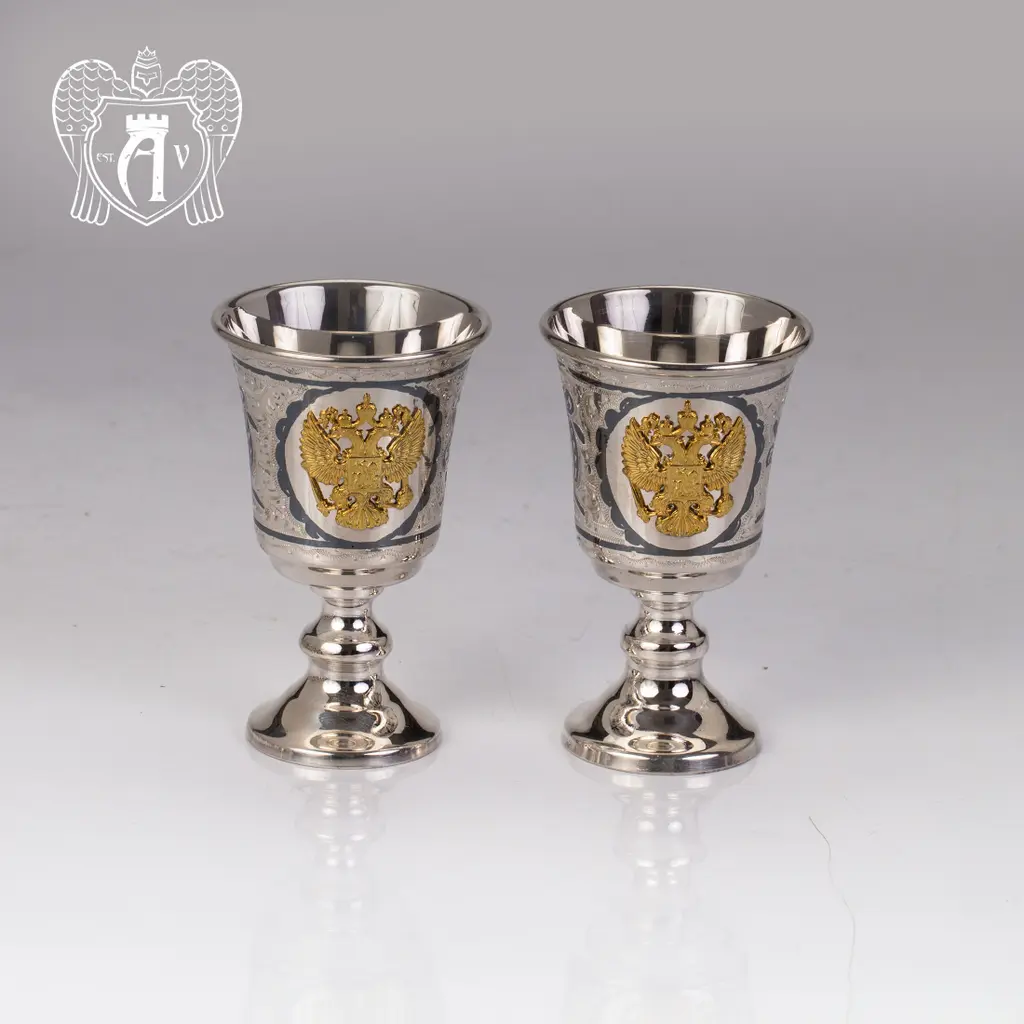 Набор рюмок из серебра с гербом  «Герб России» - фото 2