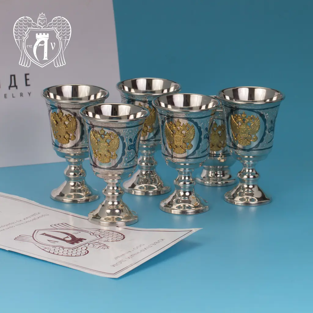 Набор рюмок из серебра с гербом  «Герб России» - фото 3