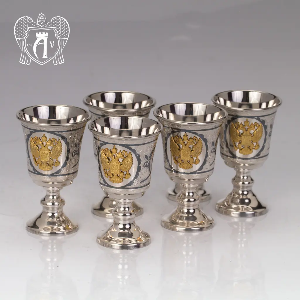 Набор рюмок из серебра с гербом  «Герб России» - фото 4