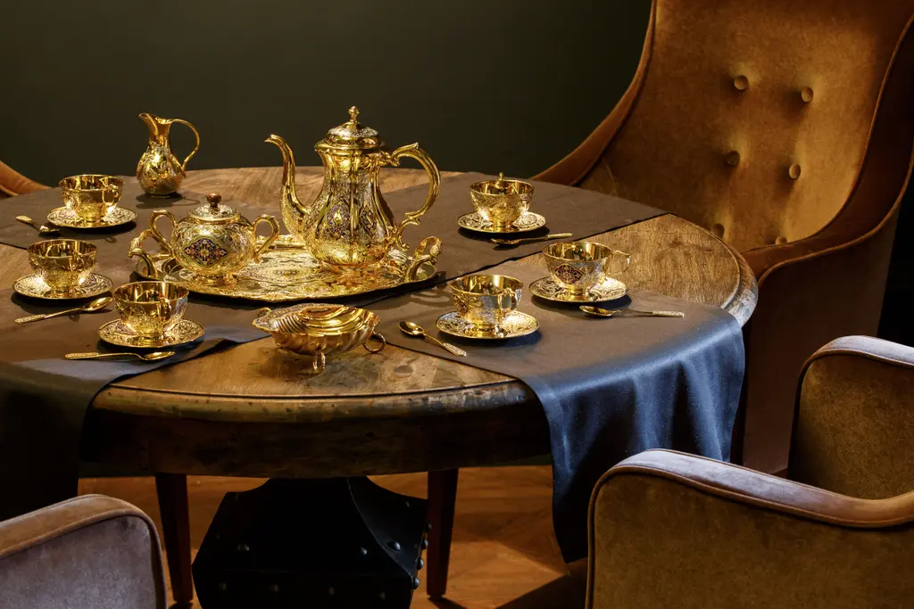 Серебряный сервиз чайный  с горячей эмалью  «Клод» - фото 2