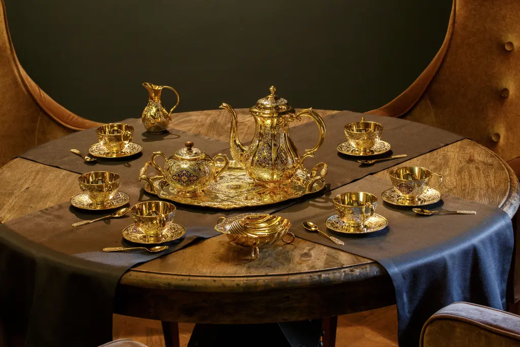 Серебряный сервиз чайный  с горячей эмалью  «Клод» - фото 3