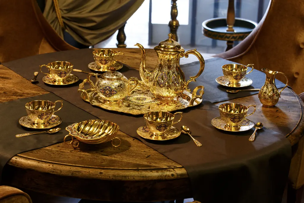 Серебряный сервиз чайный  с горячей эмалью  «Клод» - фото 4