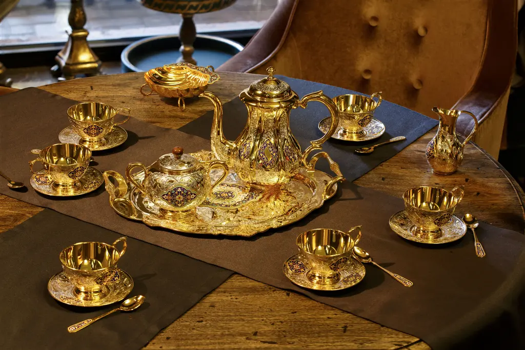 Серебряный сервиз чайный  с горячей эмалью  «Клод» - фото 5