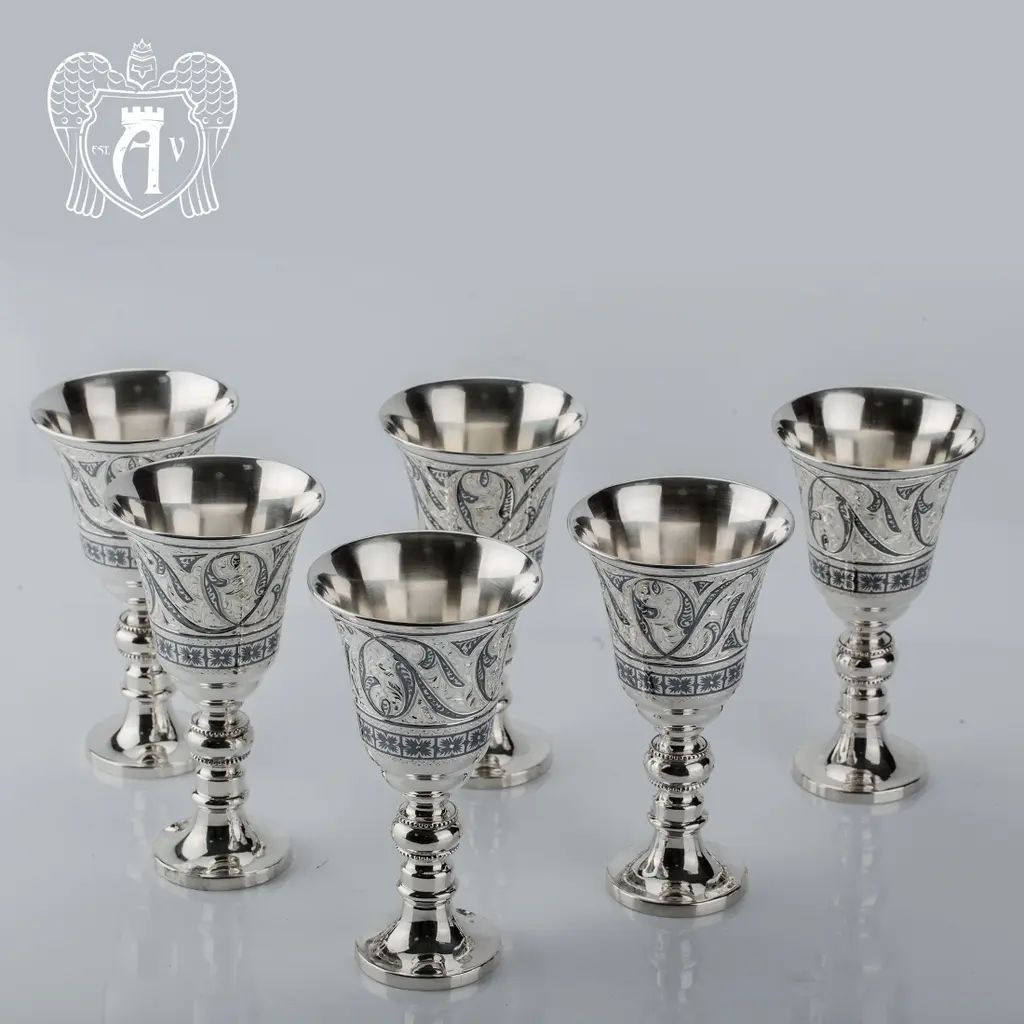 Серебряные бокалы «Александрия»  набор 6 шт - фото 2