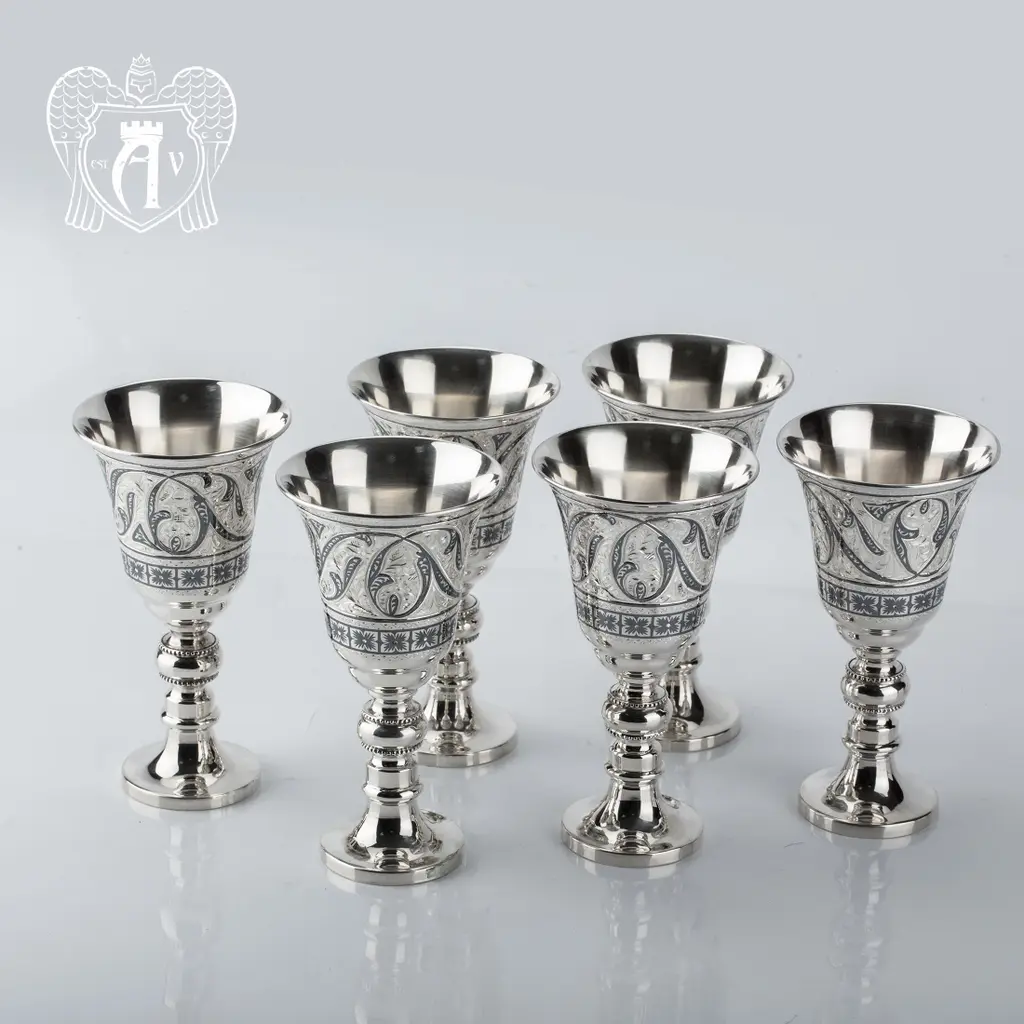 Серебряные бокалы «Александрия»  набор 6 шт - фото 3