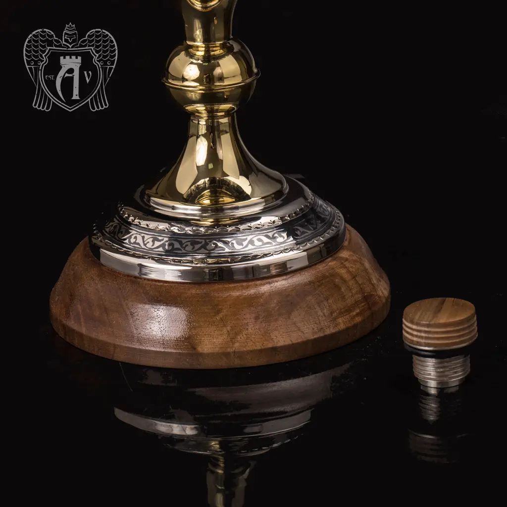 Лампа керосиновая «Ретро» из серебра с позолотой - фото 2