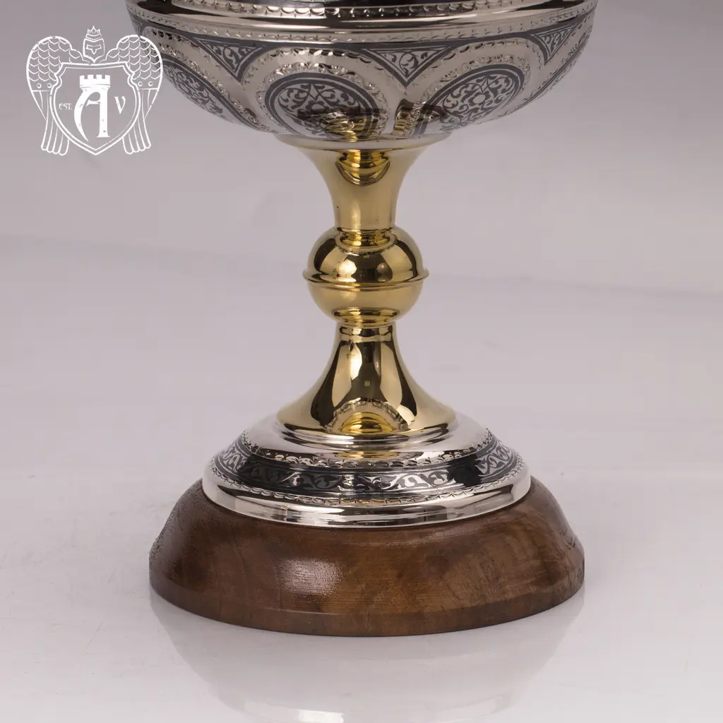 Лампа керосиновая «Ретро» из серебра с позолотой - фото 3