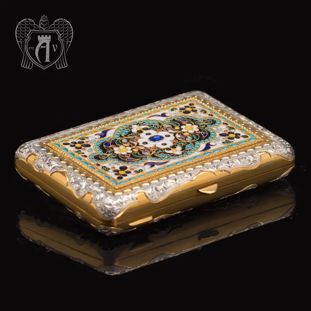 Серебряный портсигар с эмалью «Барон» - фото 3