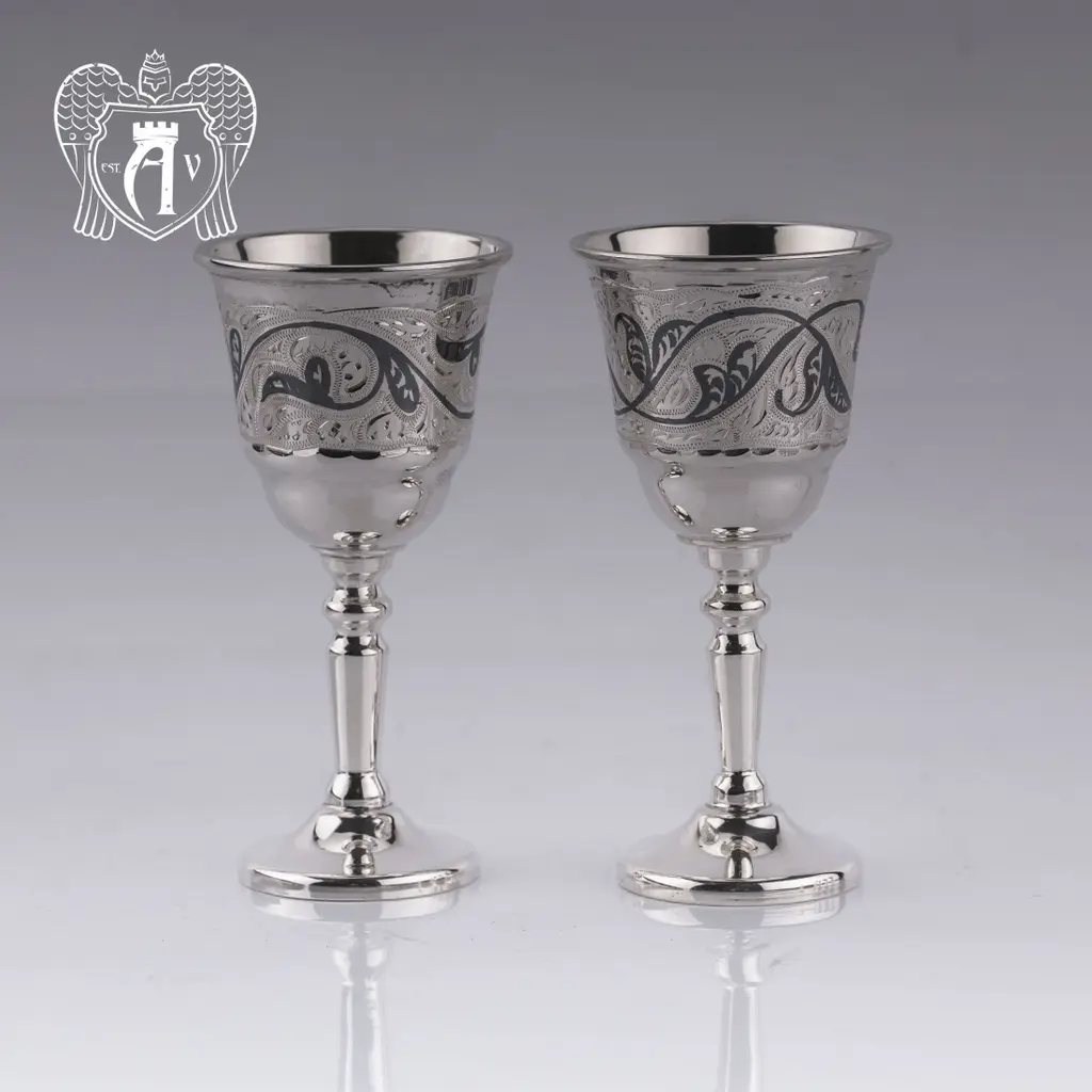 Набор серебряных рюмок  «Лоза»2 шт - фото 2