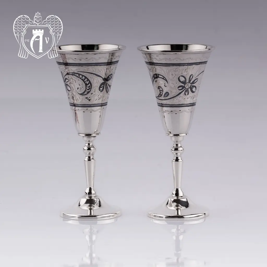 Набор рюмок из серебра  «Аврора» 2 шт - фото 5