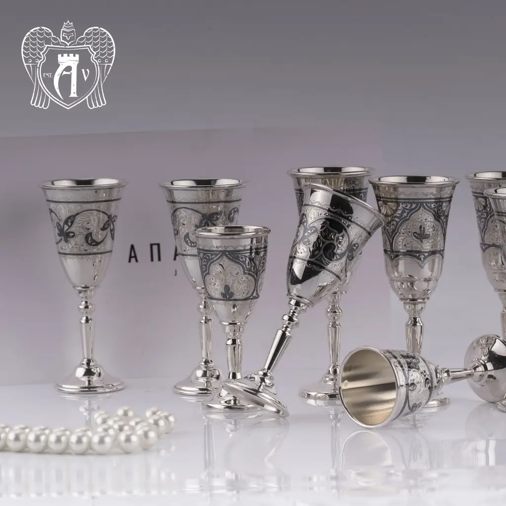 Набор рюмок из серебра  «Клод» 2 шт - фото 4