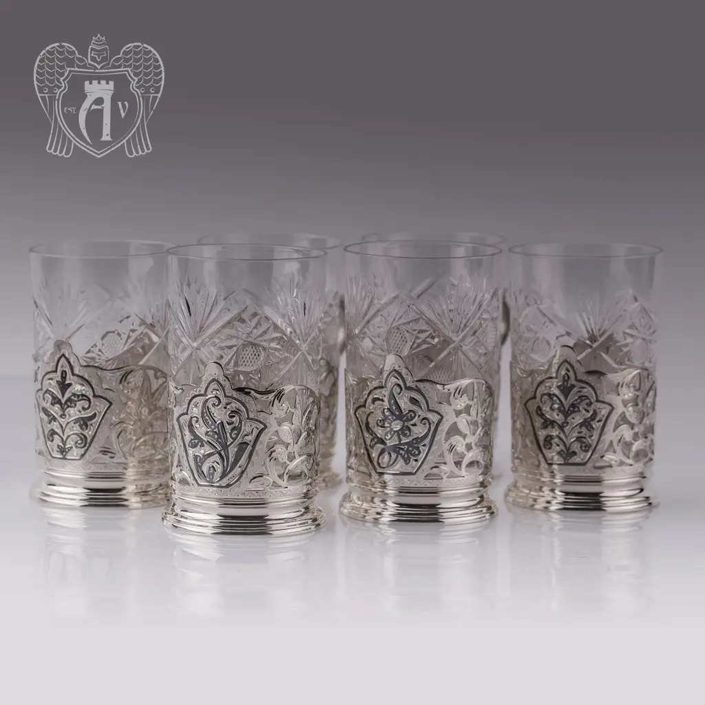 Набор подстаканников из  серебра «Вьюн» - фото 5