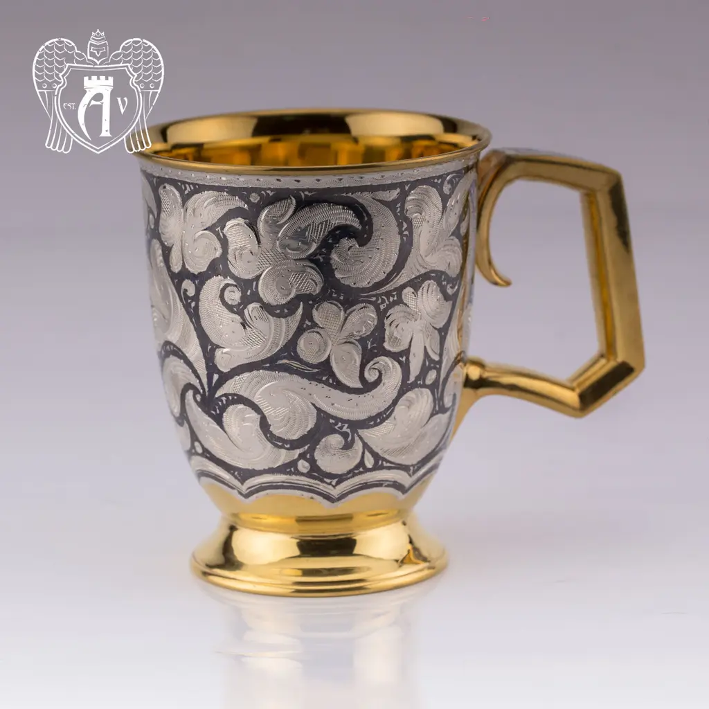 Кружка из серебра «Эдельвейс» с золочением - фото 2