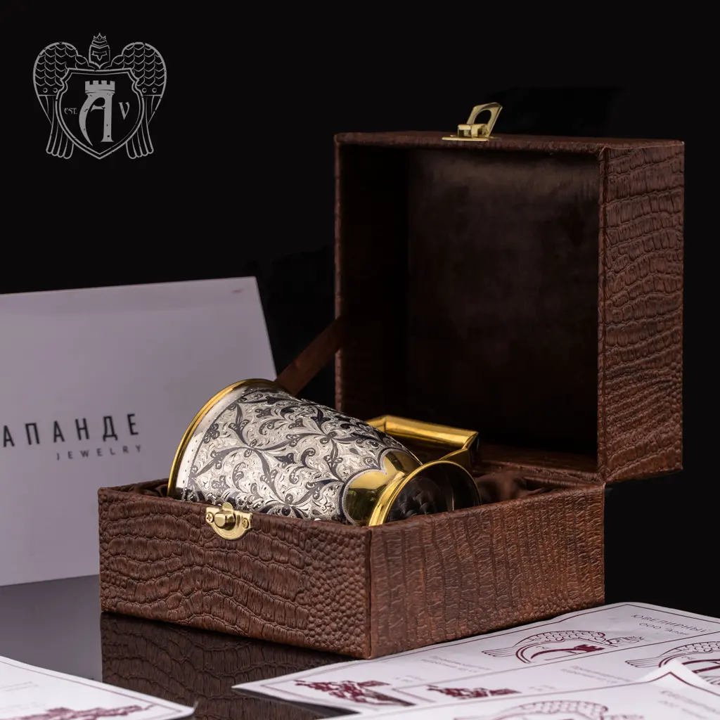 Кружка из серебра «Эдельвейс» с золочением - фото 3