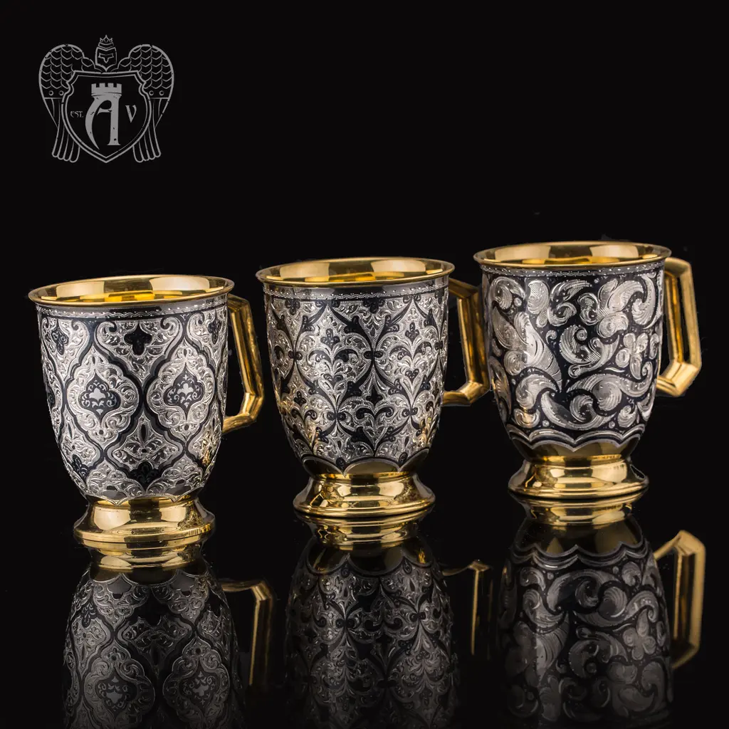 Кружка из серебра «Эдельвейс» с золочением - фото 4