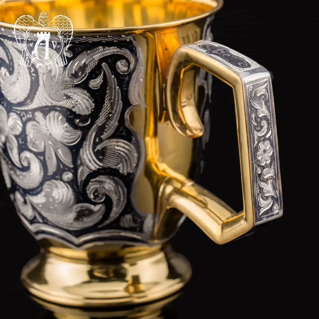 Кружка из серебра «Эдельвейс» с золочением - фото 6