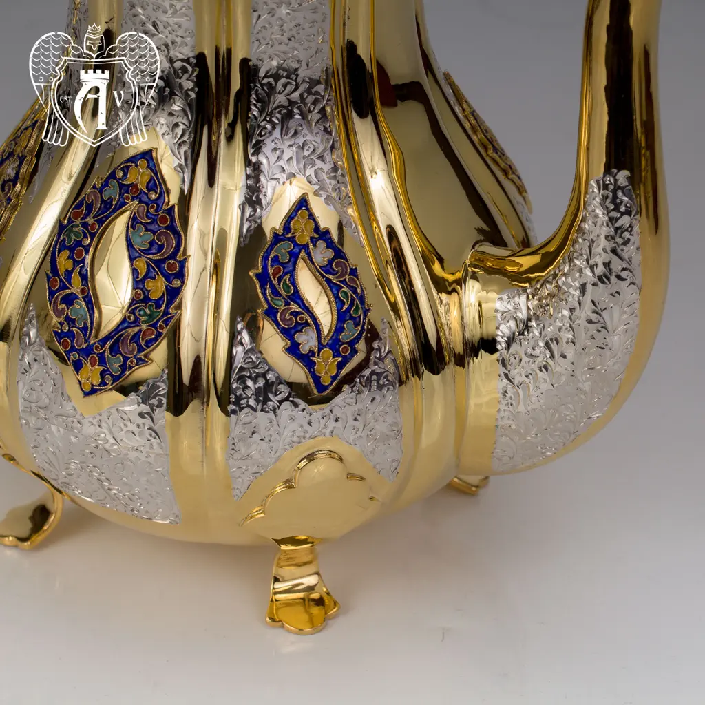 Чайник серебряный  «Клод» с золочением и эмалью - фото 2