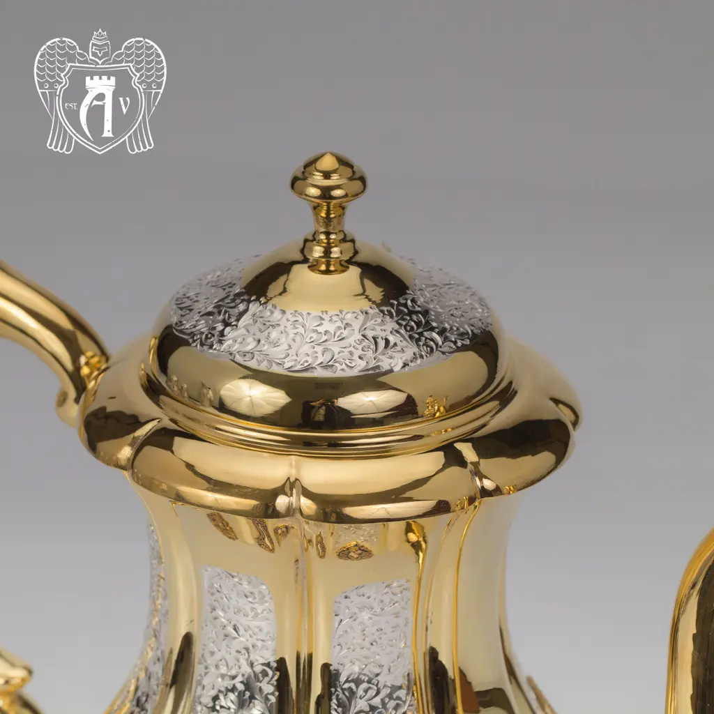 Чайник серебряный  «Клод» с золочением и эмалью - фото 3