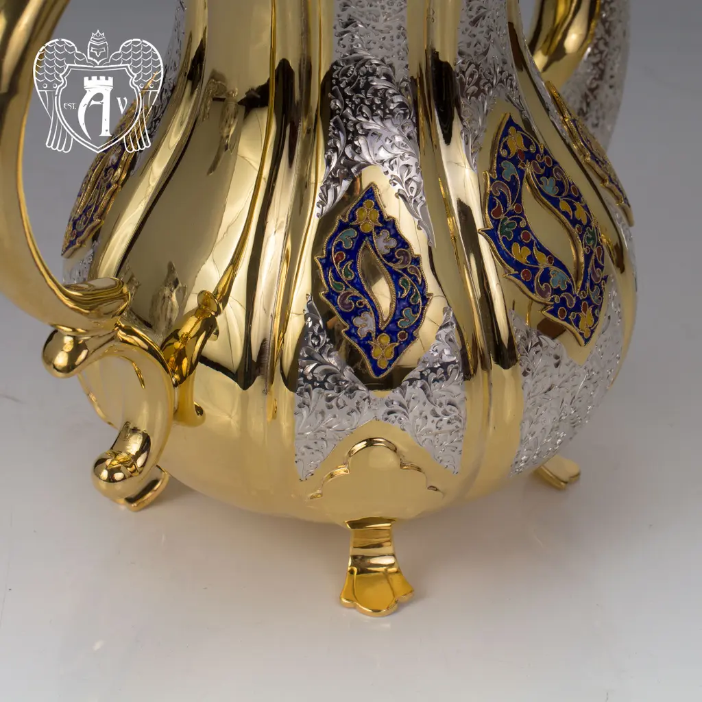 Чайник серебряный  «Клод» с золочением и эмалью - фото 5