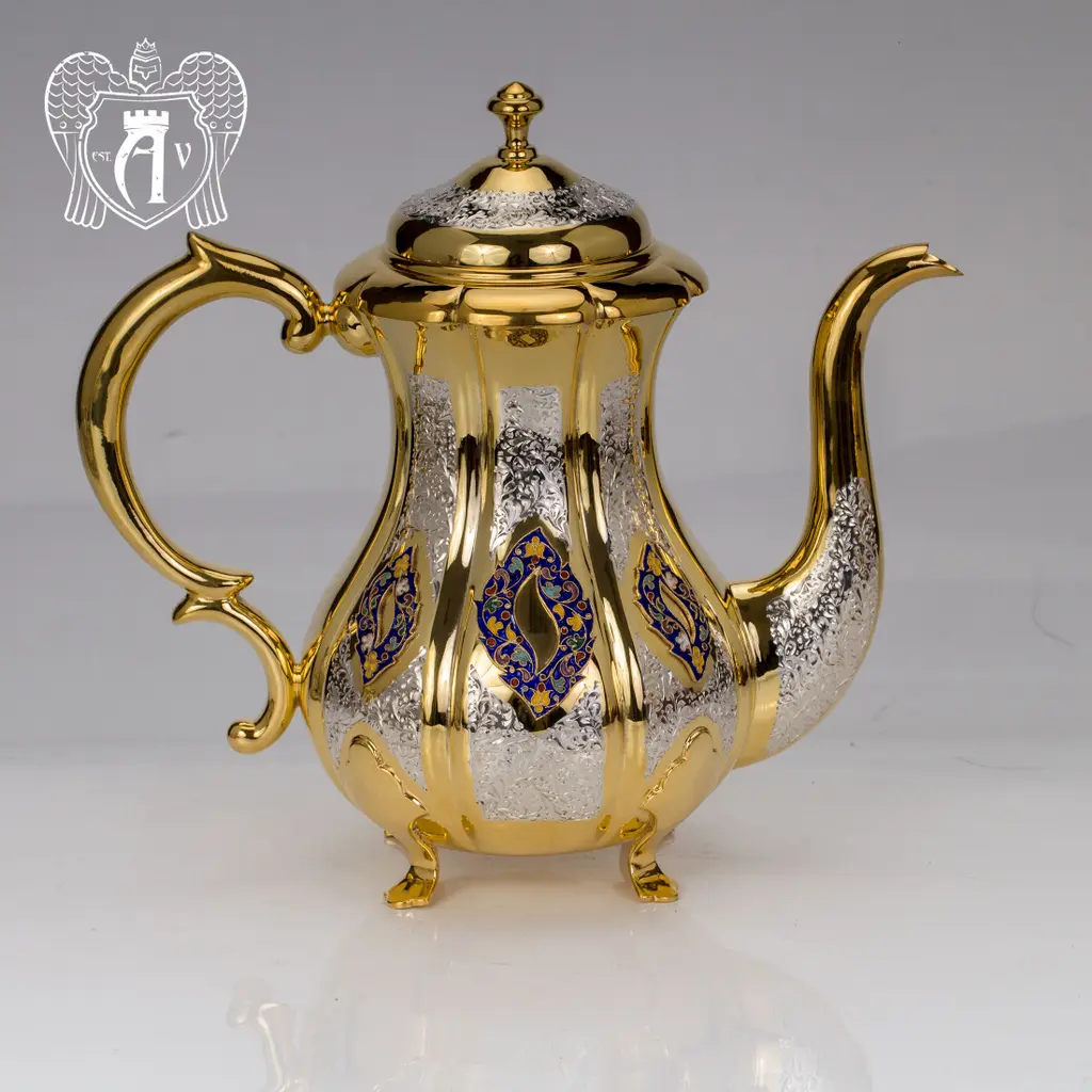 Чайник серебряный  «Клод» с золочением и эмалью - фото 6