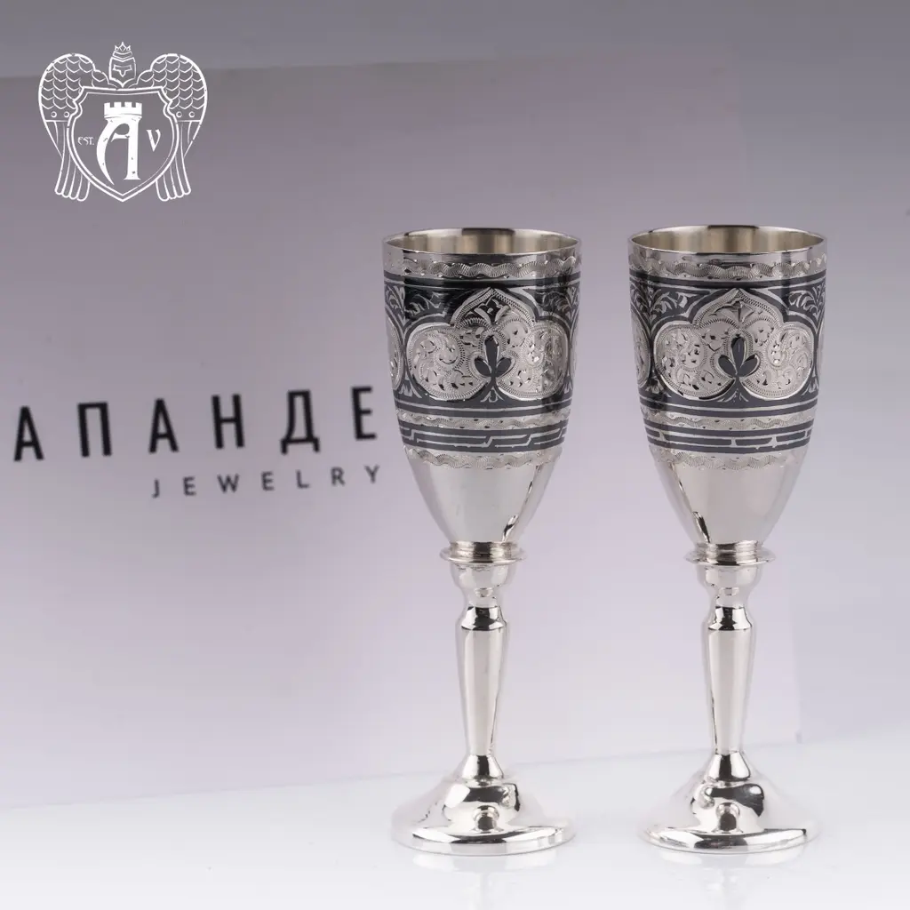 Набор рюмок из серебра  «Застолье» 2 шт - фото 2