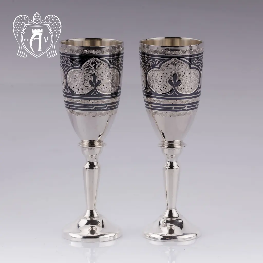 Набор рюмок из серебра  «Застолье» 2 шт - фото 3