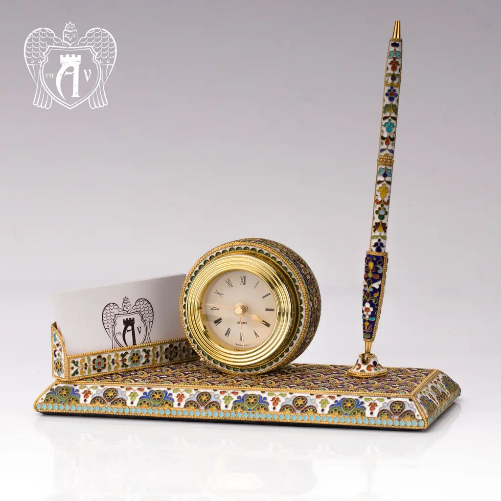 Настольные часы «Бристоль» С позолотой и горячей эмалью - фото 6