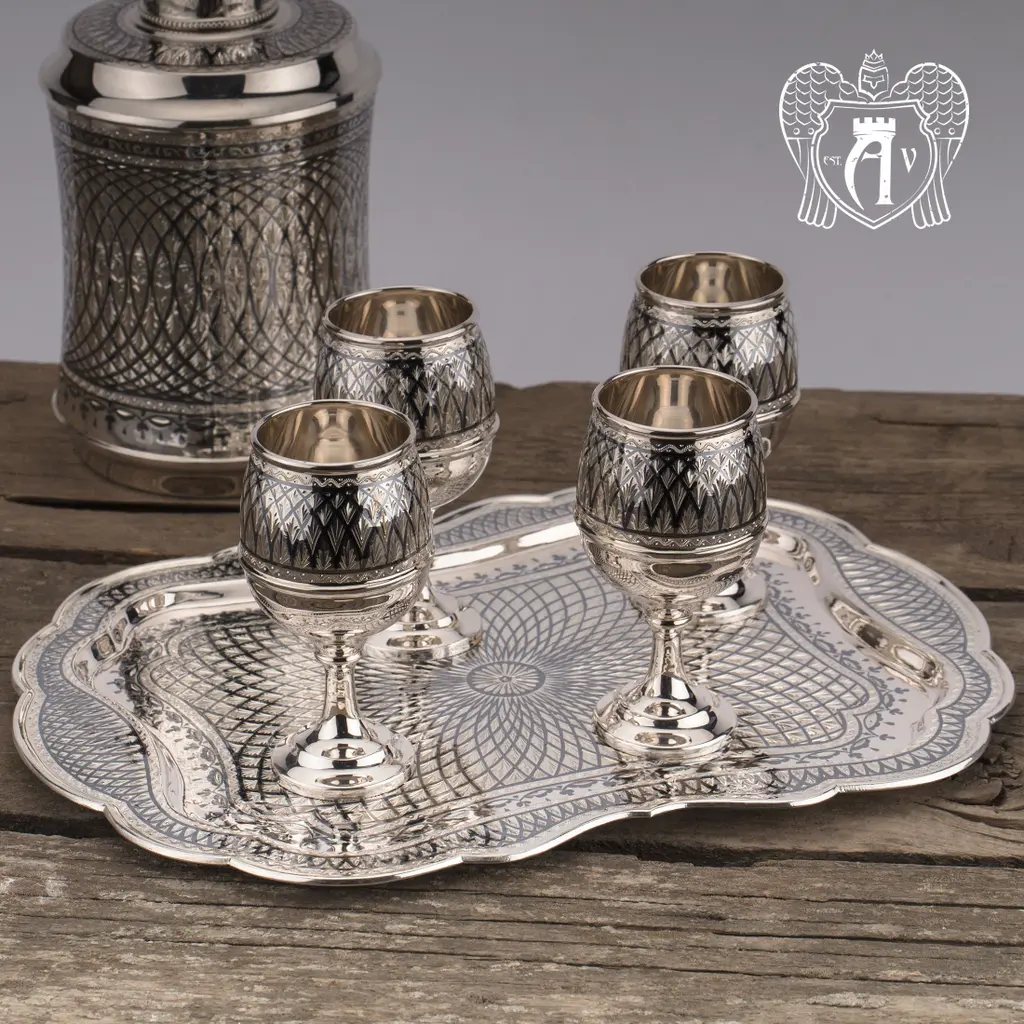 Серебряные рюмки «Лондон» 4 шт - фото 3