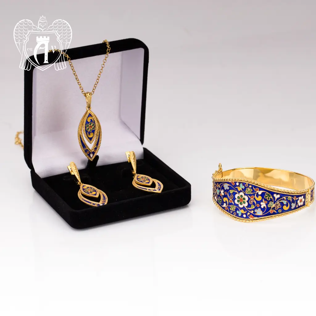 Подвеска с цепью  из серебра «Карина» с золочением и эмалью - фото 3