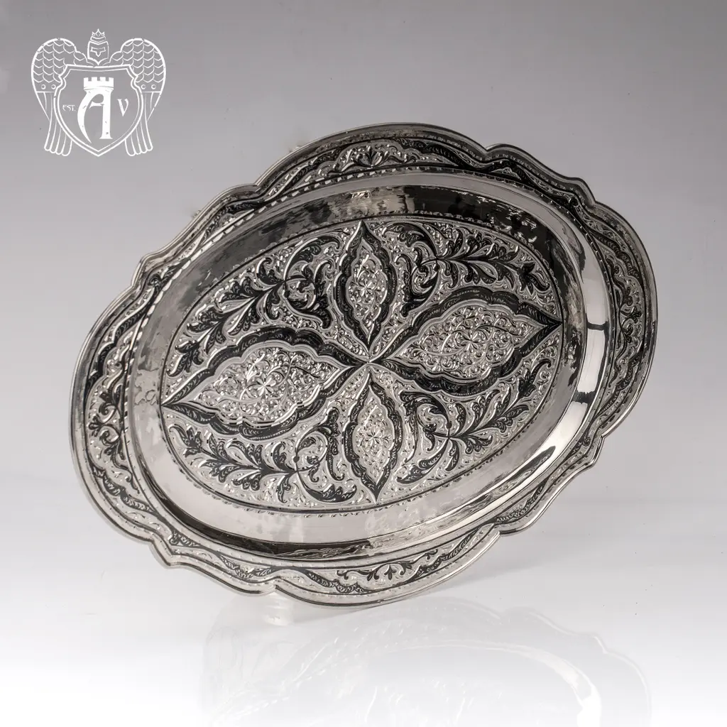 Большой поднос из серебра «Шамхан» - фото 2