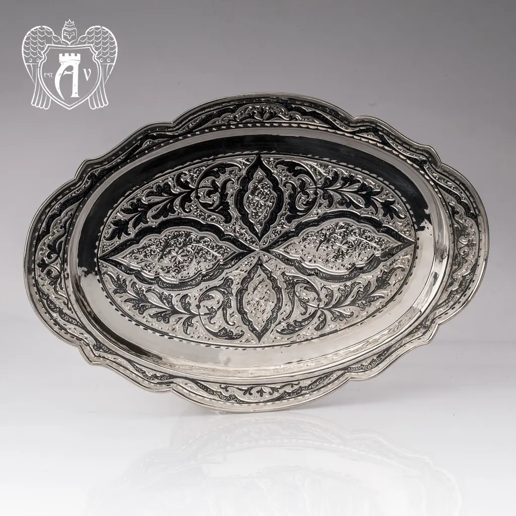 Большой поднос из серебра «Шамхан» - фото 4