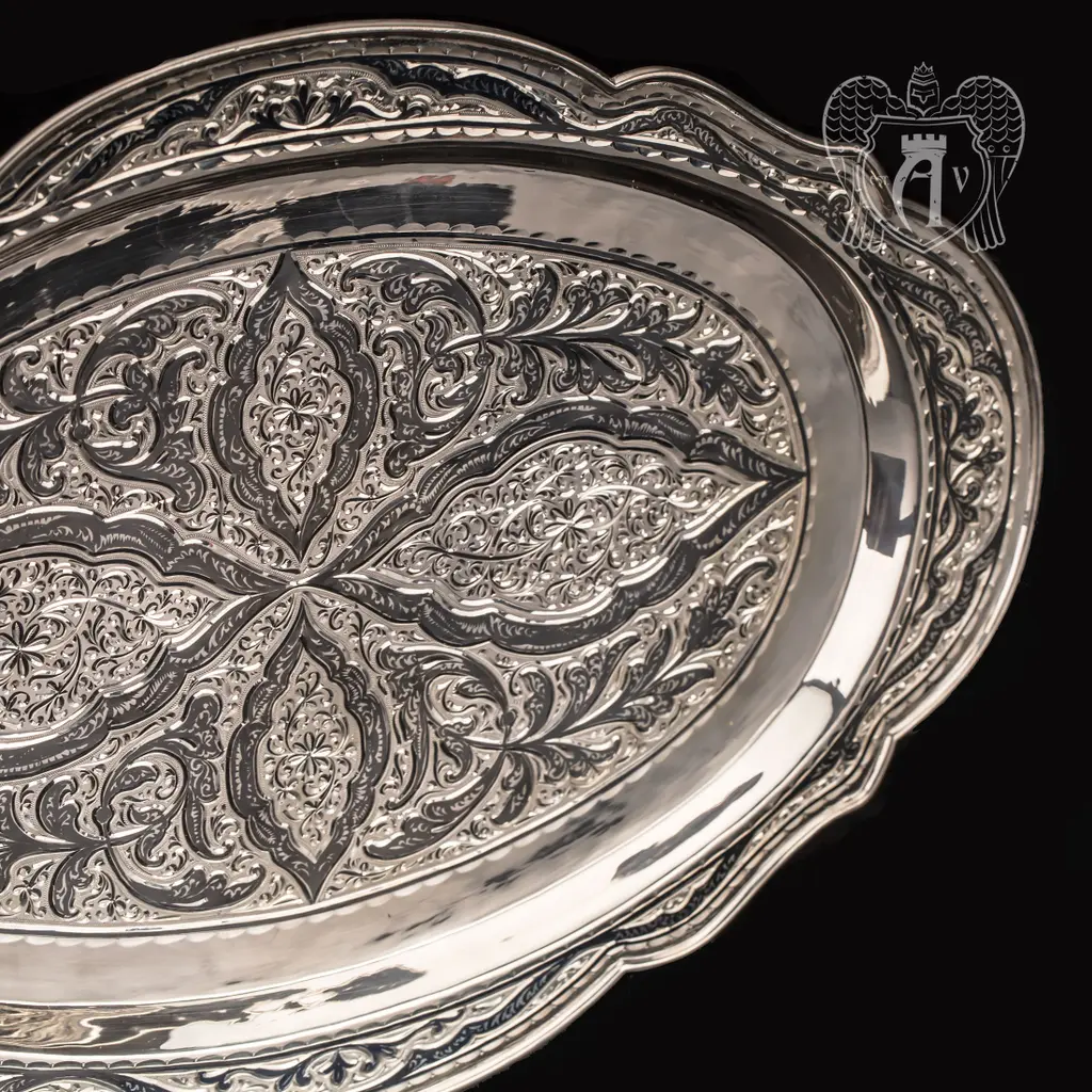 Большой поднос из серебра «Шамхан» - фото 5